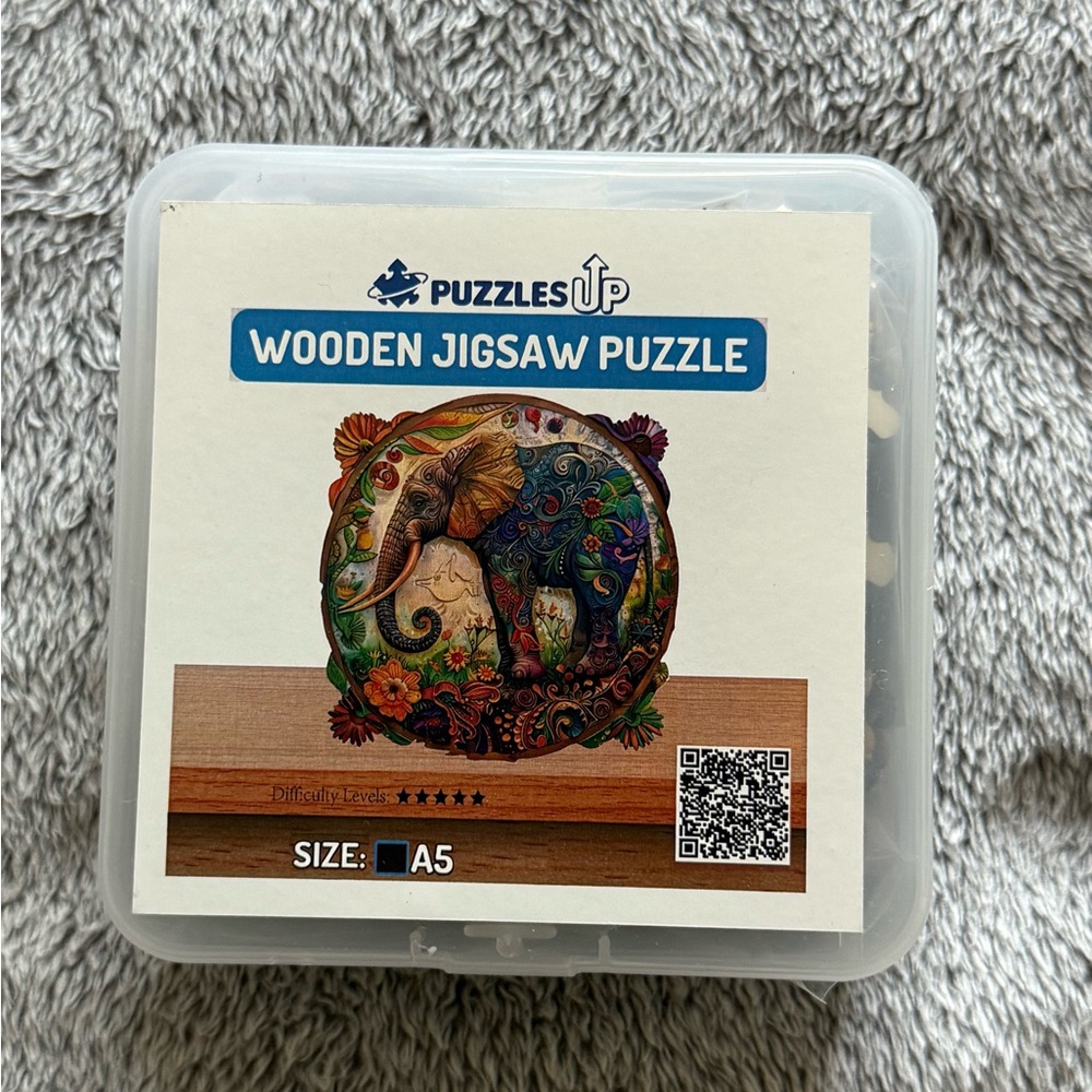 Wooden Jigsaw Puzzle - Colorful Elephant Design